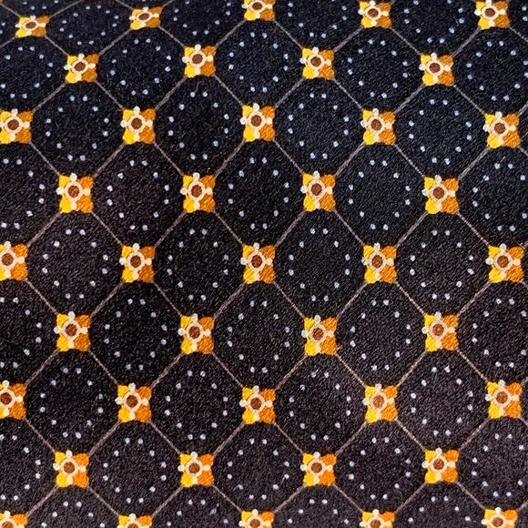 BRIONI Navy Yellow Abstract Floral Silk Tie - Picture 2 of 5